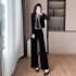 2024 socialite hot stamping diamond suit jacket wide leg pants two-piece set gold velvet suit 9555