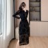 Realistic shooting of 2024 early autumn new style new Chinese high-end custom temperament jacquard cheongsam slimming dress 5986