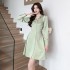 Hot Girl Sweetheart Shirt Skirt Female 2024 Autumn New Style Satin Folded Design High End Dress 5807