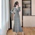 Diamond hot stamping socialite high-end dress goddess style high-end feeling small dress fish tail long dress 5316