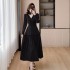 Realistic photo of 2024 autumn new satin goddess slimming temperament dress with rose necklace 5999