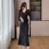 2024 autumn and winter new flared sleeve V-neck fashionable slim fit and slimming two-piece dress 809