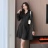 Hot Girl Sweetheart Shirt Skirt Female 2024 Autumn New Style Satin Folded Design High End Dress 5807