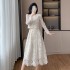 Fashion Embroidered Set Skirt for socialites Light Luxury Water soluble Lace Half length Skirt Two piece Set 9518