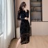 Realistic shooting of 2024 early autumn new style new Chinese high-end custom temperament jacquard cheongsam slimming dress 5986