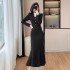 2024 Winter New Style Small Fragrant Lace Fish Tail Dress Set Two Piece Set 9671