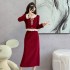 French style small fragrant red corduroy set for petite women, with a sense of luxury and socialite temperament, fashionable two-piece set 5893