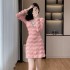 Lace lace temperament skirt autumn/winter 2024 long sleeved nail diamond V-neck dress 9588-2