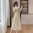 Angora fleece dress 2024 new slim fit, belly covering, lace two-piece set 9665