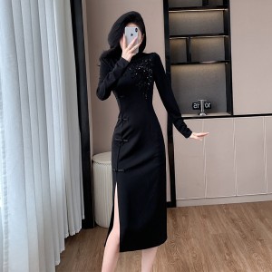 2014 Autumn New Chinese style Improved Split Long Sleeve Cheongsam Dress 6910