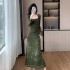 Plush long sleeved outer dress with fashionable temperament two-piece set skirt 9517