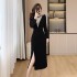 New Fashionable Heavy Industry Diamond Set Dress with Female Elasticity and Slimming, Women's Flavor Wrapping Hip Dress 5980