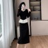 Xiaoxiang socialite temperament round neck pearl heavy industry two-piece elegant versatile set skirt 9601