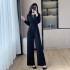 Black unique jumpsuit for petite women, high-end goddess style jumpsuit 8715