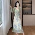 EIA One Yao Flower Blooming Pinellia Vintage Jacquard Dress Cardigan Strap Skirt Two Piece Set 9506