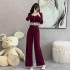 Real time shooting of fashionable temperament, western-style and age reducing autumn clothing for women 2024 fashion set, small fragrant style square neck two-piece set, 5895