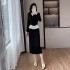 French retro high-end suit round neck design top and skirt two-piece set 9596