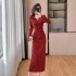 Internet celebrity V-neck shiny silk rhinestone high-end feeling, hip hugging and height enhancing long skirt dress 5317