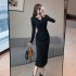 Real shot of the imperial lady's temperament, Western style, high-end feeling, autumn set, black top, half skirt, two-piece set, dress 3925