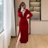 New Fashionable Heavy Industry Diamond Set Dress with Female Elasticity and Slimming, Women's Flavor Wrapping Hip Dress 5980