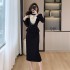 Real shot heavy nail bead splicing velvet red small fragrant style dress, socialite high-end feeling, belly covering and hip hugging skirt 5978