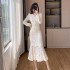 2024 Winter New Style Small Fragrant Lace Fish Tail Dress Set Two Piece Set 9671