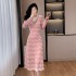 Lace lace temperament skirt autumn/winter 2024 long sleeved nail diamond V-neck dress 9588-2