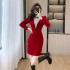 New Fashionable Heavy Industry Diamond Set Dress with Female Elasticity and Slimming, Women's Flavor Wrapping Hip Dress 5980