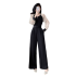 Temperament waist cinching black chiffon wide leg pants fashionable slimming jumpsuit for women 9562