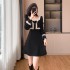 Red square collar dress with a high-end temperament, A-line skirt, New Year's battle robe, small formal dress, dress 5307