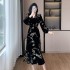 Da Xi Homemade Butterfly Series - Shrinking Waist and Slimming Tea Break Skirt Velvet Dress 9535