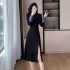 New Chinese style improved cheongsam dress with a sense of luxury and retro temperament, split dress dress 9613