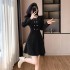 French style small fragrant style dress, small stature, high-end and exquisite, super beautiful waist cinching skirt 801