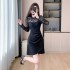 Pure Desire Sexy Half High Neck Dress 2024 New Lace Splicing Design Sensual Waist Bag Hip Short Skirt 5958