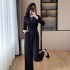 Black unique jumpsuit for petite women, high-end goddess style jumpsuit 8715