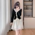 Sweet lace doll neck dress with ethereal charm, short skirt with fixed color and no fading 5325