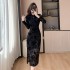 Realistic shooting of 2024 early autumn new style new Chinese high-end custom temperament jacquard cheongsam slimming dress 5986