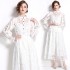 2024 in stock new French style slim fit high waist hollow skirt cardigan embroidered shirt two-piece set