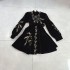 French retro dark style heavy embroidery wheat ear design sense velvet long sleeved dress A1 # 9015