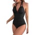 2024 new European and American foreign trade one-piece swimming women's deep V sexy backless tight bikini