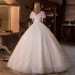 Champagne Wedding Dress, Bridal Immortal Charm 2024 New French Style Super Flash Large Size Autumn/Summer Short Sleeves Cover Thick Arms