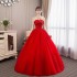 Wedding Dress 2024 New Red Wedding Dress, Bridal Princess, Dreamy Flower Bud, strapless, Autumn and Summer High Waist Dress for Women