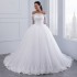 European and American wedding dress 2024 new one shoulder long sleeved bride's wedding waist cinching temperament slimming lace big tail