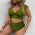 2022 New Cross border European and American Fat Granny Large Size Split Bikini with ruffle edge print high waisted swimsuit for women