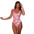 2023 new European and American Amazon cross-border one-piece bikini digital print tight backless swimsuit for women in stock