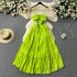 2023 new women's summer dress with hollowed out backless design, slim fit, long suspender, beach dress for seaside vacation