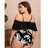 European and American Foreign Trade New Split Large Drawstring Ruffle Bikini One Shoulder Strap High Waist Swimsuit for Women