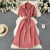 Retro Kikyo Dress, Women's Summer New Style, French Luxury, niche, waist cinched, lapel, single breasted shirt, long skirt