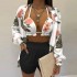 2024 autumn cross-border European and American women's clothing independent station new sexy printed camisole shirt shorts three piece set for women