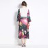 2024 Heavy Industry Positioned Printed Lace Lace Splicing Crimson Large Swing Dress